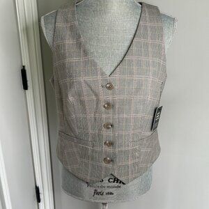Express Editor Textured Herringbone Five Button Blazer Vest Size M NWT